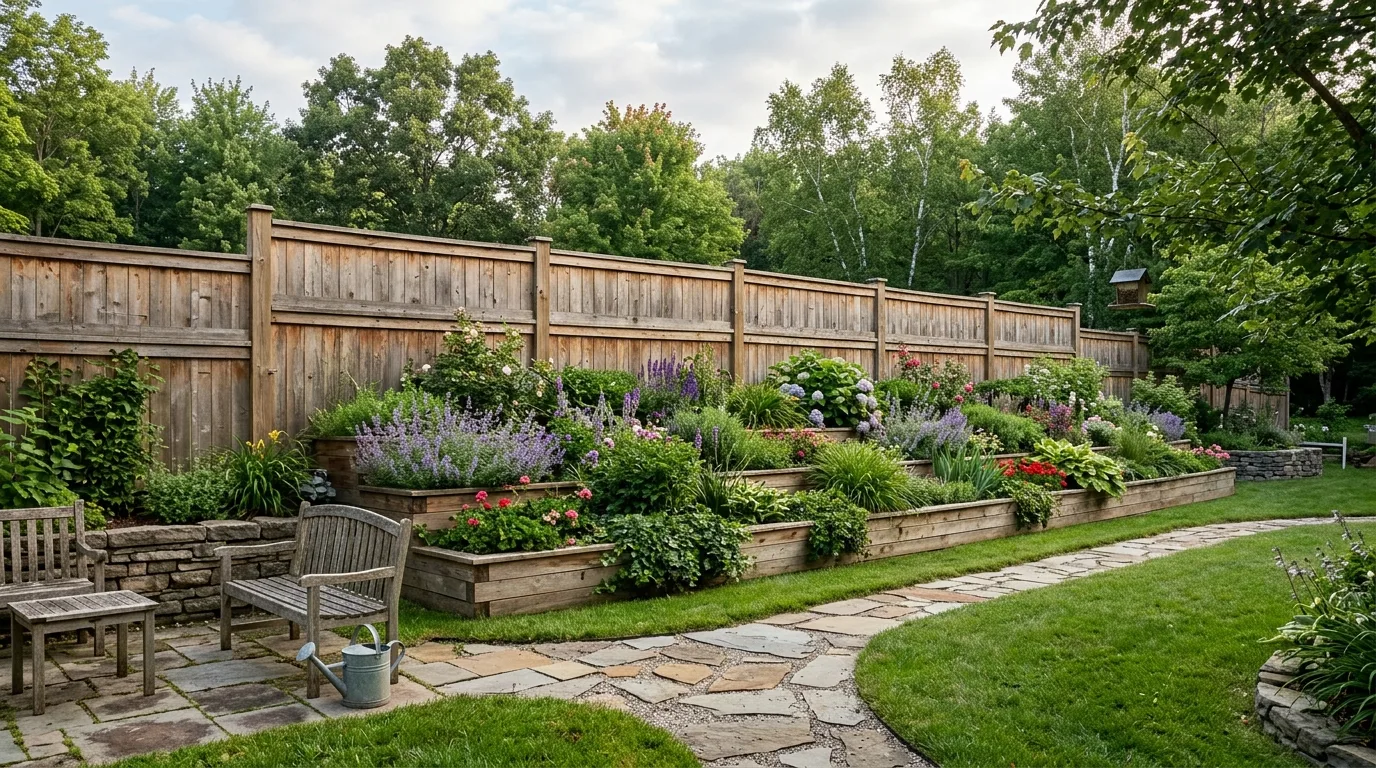 Multi-Layered Wooden Fence